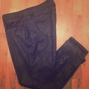 Distressed “pleather” look straight leg pants